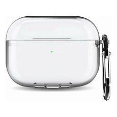 Чехол Gurdini для Airpods Pro 3 с карабином (Прозрачный)